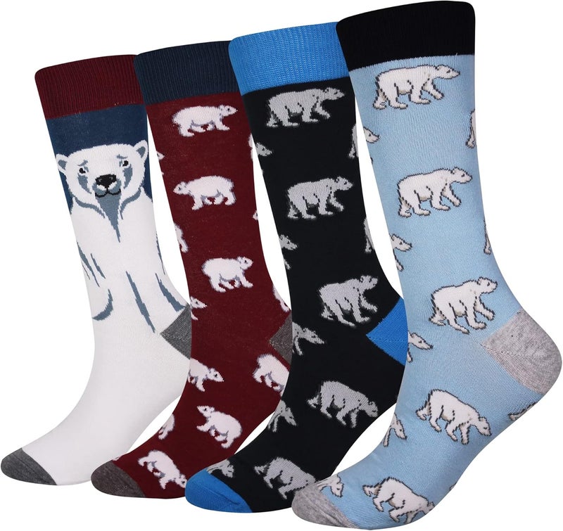 Cansok Men's 2/4 Packs Fun Crazy Novelty Dress Crew Socks - Image 1